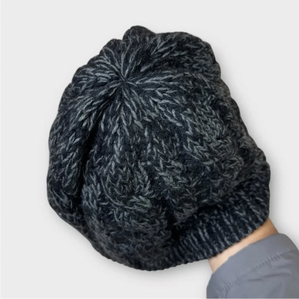 The North Face Knit Beanie Unisex One Size Wool Blend NF00A9NB Black Gray Color
